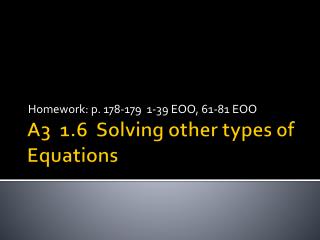 A3 1.6 Solving other types of Equations