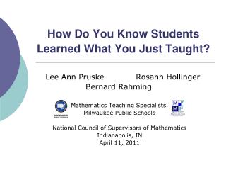 How Do You Know Students Learned What You Just Taught?