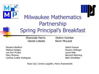 Milwaukee Mathematics Partnership Spring Principal’s Breakfast