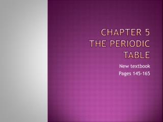 Chapter 5 The Periodic table