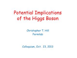 Potential Implications of the Higgs Boson