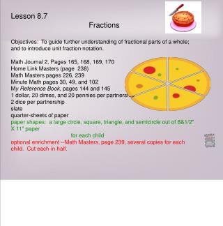 Lesson 8.7 Fractions