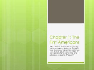 Chapter 1: The First Americans
