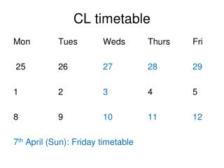 CL timetable