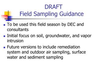 DRAFT Field Sampling Guidance