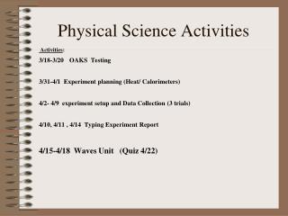 Physical Science Activities