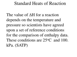 Standard Heats of Reaction