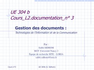 UE 304 b Cours_L2.documentation_n° 3