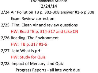 Environmental Science 2/24/14