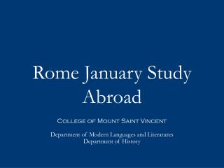 Rome January Study Abroad