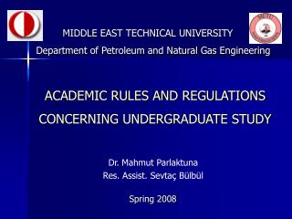 ACADEMIC RULES AND REGULATIONS CONCERNING UNDERGRADUATE STUDY