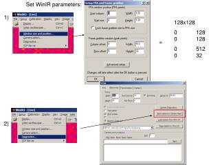 Set WinIR parameters: