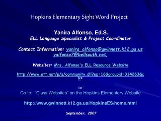 Hopkins Elementary Sight Word Project