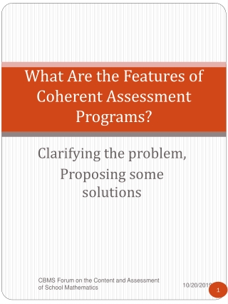 What Are the Features of Coherent Assessment Programs?