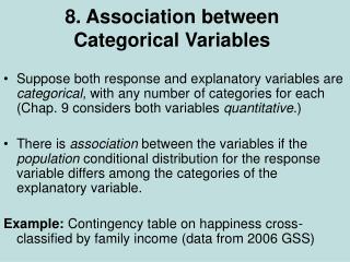 8. Association between Categorical Variables