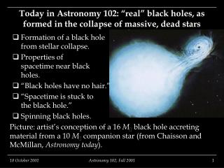 Today in Astronomy 102: “real” black holes, as formed in the collapse of massive, dead stars
