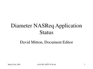 Diameter NASReq Application Status