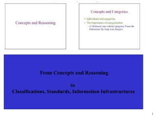 From Concepts and Reasoning to Classifications, Standards, Information Infrastructures