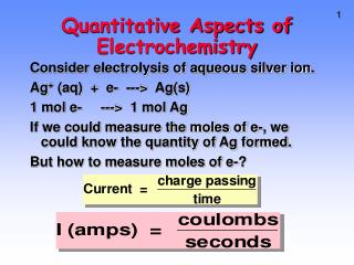 Quantitative Aspects of Electrochemistry