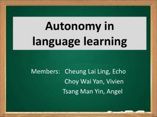 Autonomy in language learning