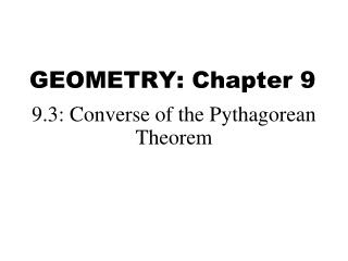 GEOMETRY: Chapter 9