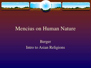Mencius on Human Nature