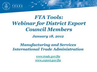 FTA Tools: Webinar for District Export Council Members