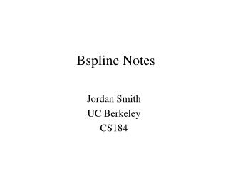 Bspline Notes