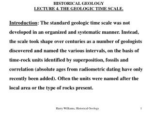 HISTORICAL GEOLOGY LECTURE 4. THE GEOLOGIC TIME SCALE.