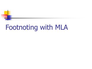 Footnoting with MLA