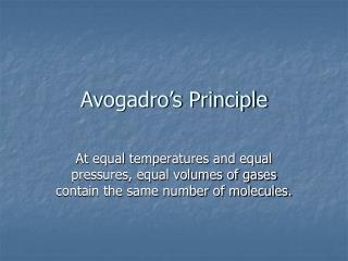 Avogadro’s Principle