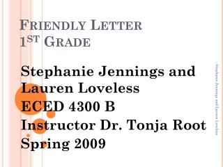 Friendly Letter 1 st Grade