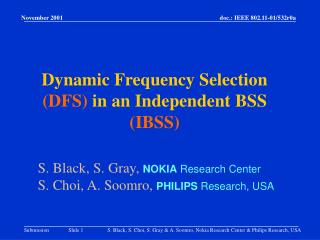 Dynamic Frequency Selection (DFS) in an Independent BSS (IBSS)