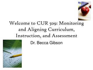 Welcome to CUR 509: Monitoring and Aligning Curriculum, Instruction, and Assessment