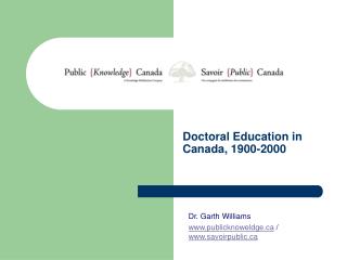 Doctoral Education in Canada, 1900-2000