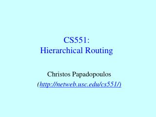 CS551: Hierarchical Routing