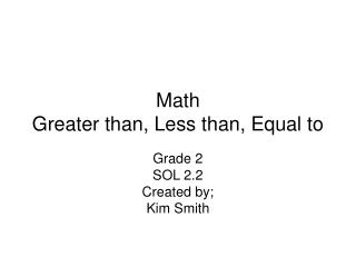 Math Greater than, Less than, Equal to