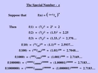 The Special Number - e