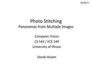 Photo Stitching Panoramas from Multiple Images