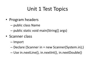 Unit 1 Test Topics