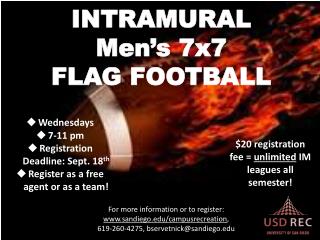 INTRAMURAL Men’s 7x7 FLAG FOOTBALL