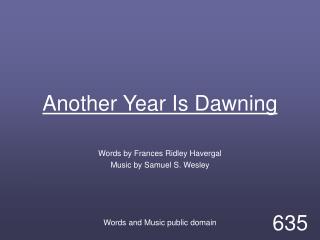 Another Year Is Dawning