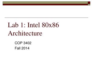 Lab 1: Intel 80x86 Architecture