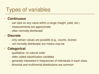 variables types presentation