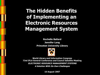 The Hidden Benefits of Implementing an Electronic Resources Management System