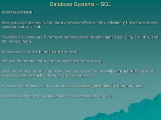 Database Systems – SQL