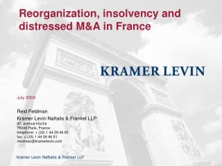 Reorganization, insolvency and distressed M&amp;A in France