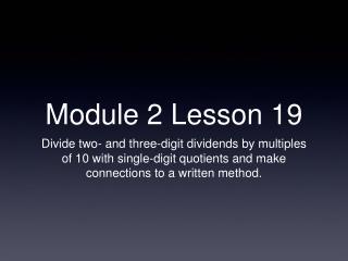 Module 2 Lesson 19