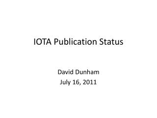 IOTA Publication Status