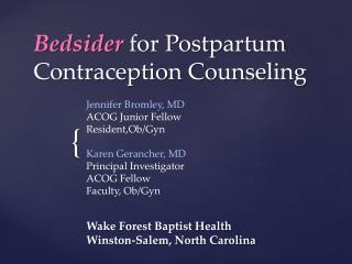 Bedsider for Postpartum Contraception Counseling